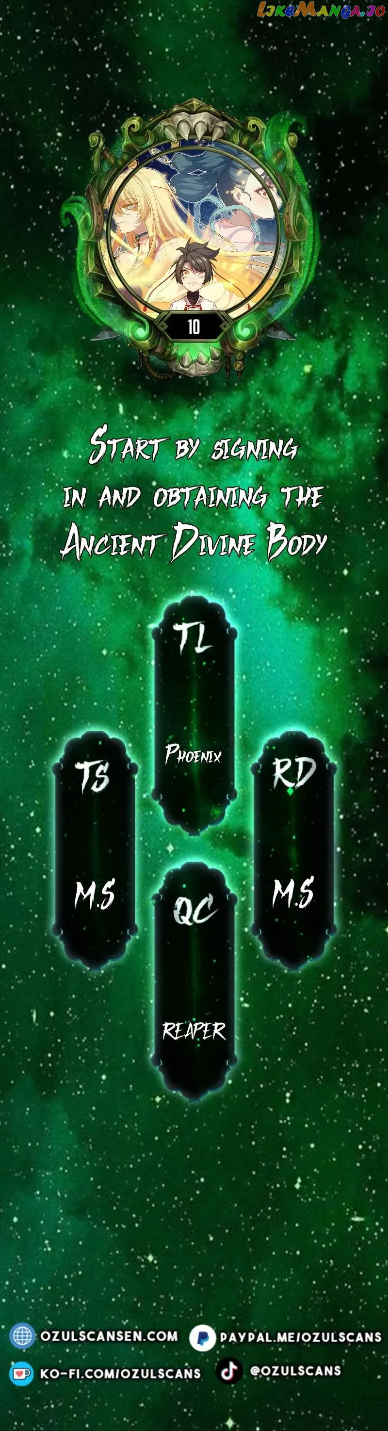 Start by signing in and obtaining the Ancient Divine Body — Chapter 10 — page 1