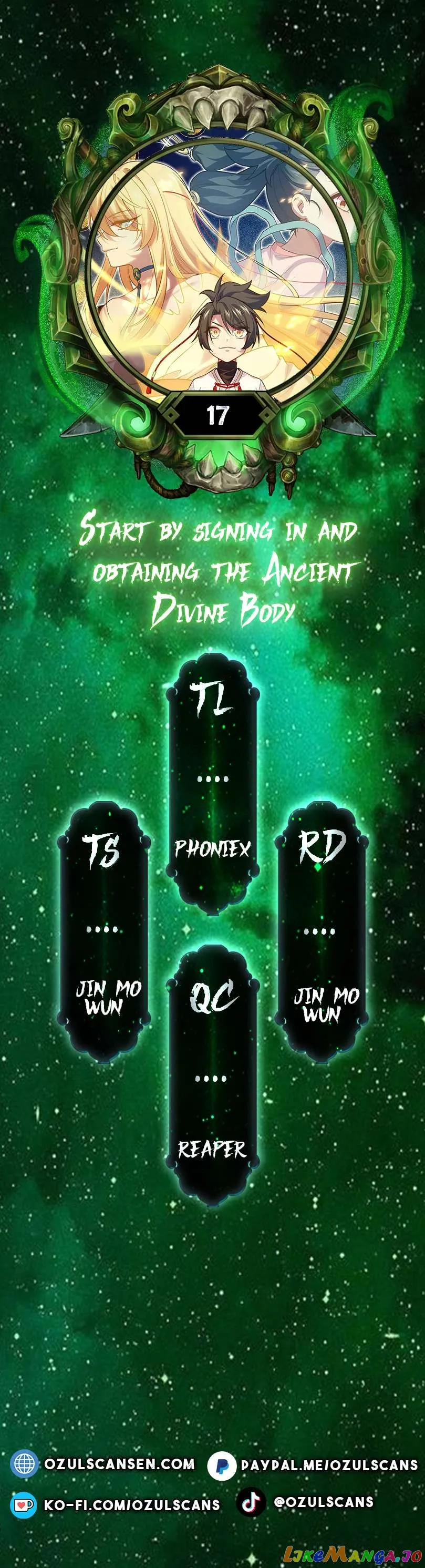 Start by signing in and obtaining the Ancient Divine Body — Chapter 17 — page 1