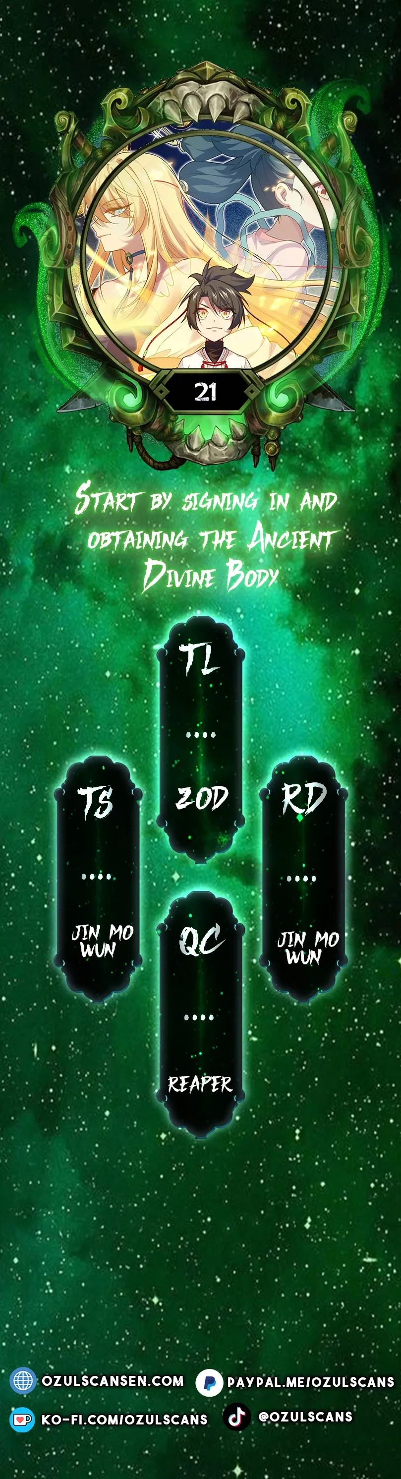Start by signing in and obtaining the Ancient Divine Body — Chapter 21 — page 1